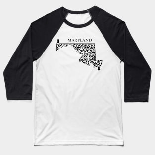 Maryland State Outline Maze & Labyrinth Baseball T-Shirt